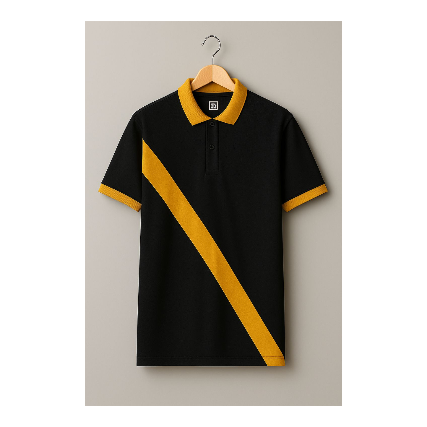 Black and Mustard Premium Cotton Polo T-Shirt