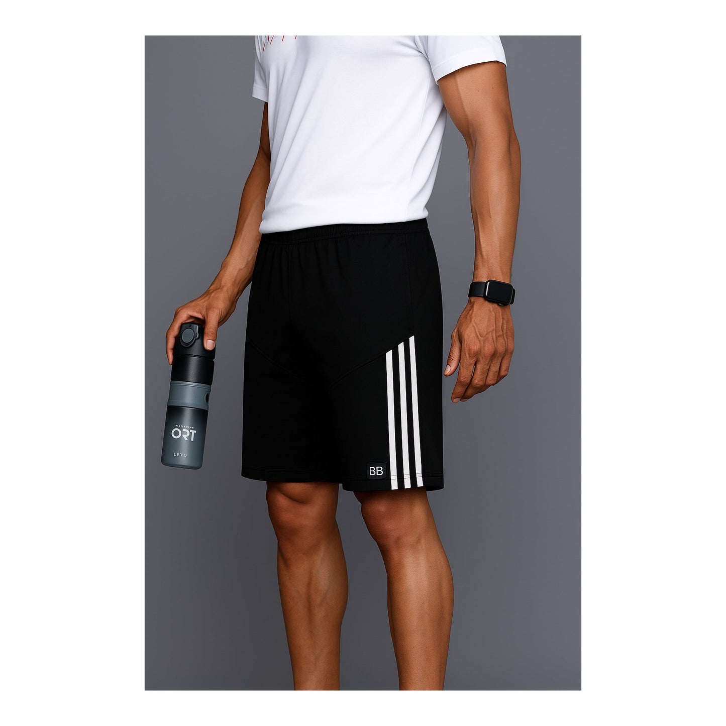 Black Striped Gym Shorts