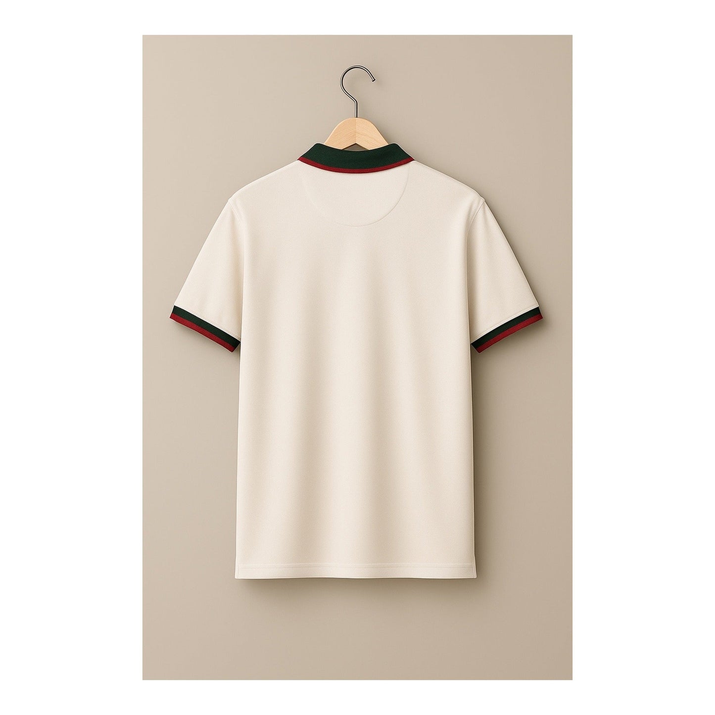 Milano White & Green Rosso-Trim Collar Polo (Premium Cotton Blend)