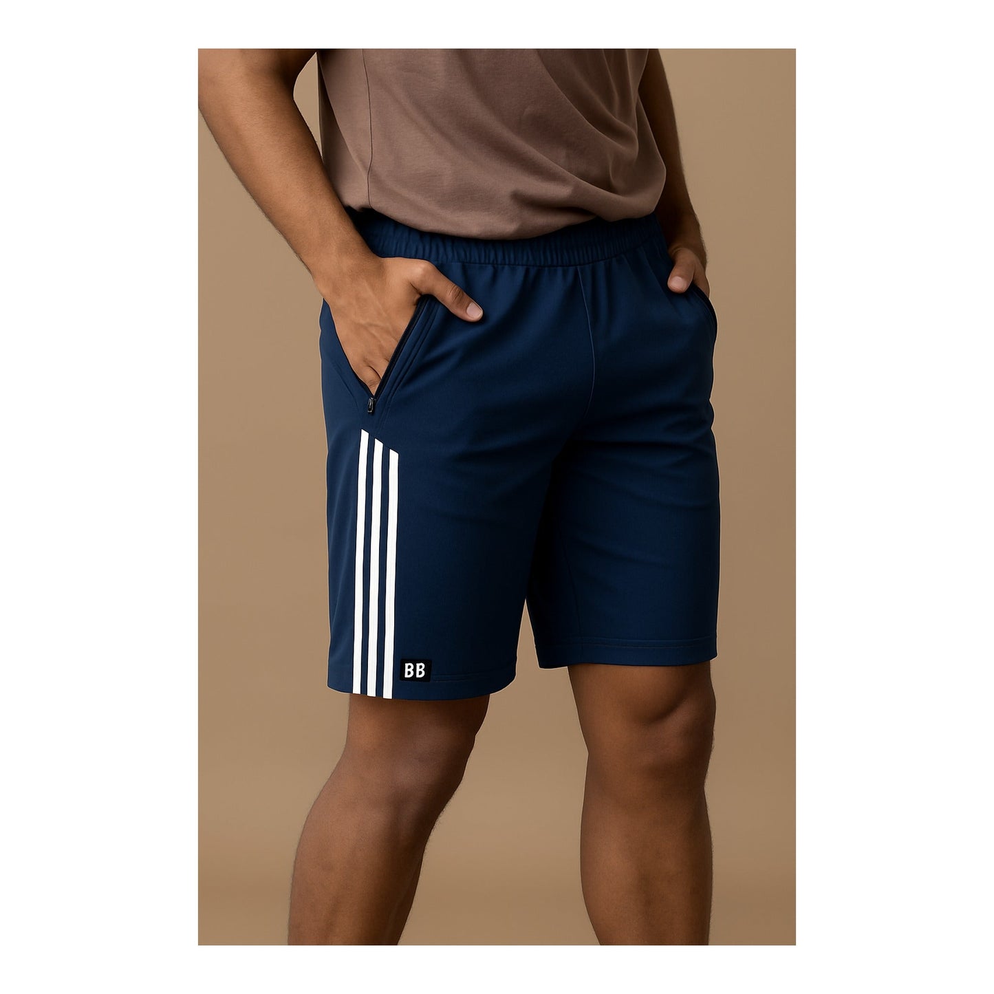 Dark Blue Striped Gym Shorts