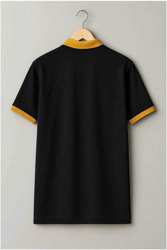 Black and Mustard Premium Cotton Polo T-Shirt