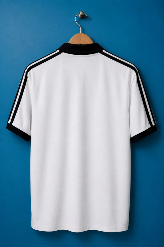 White & Black Striped Half Sleeved Polo T-shirt
