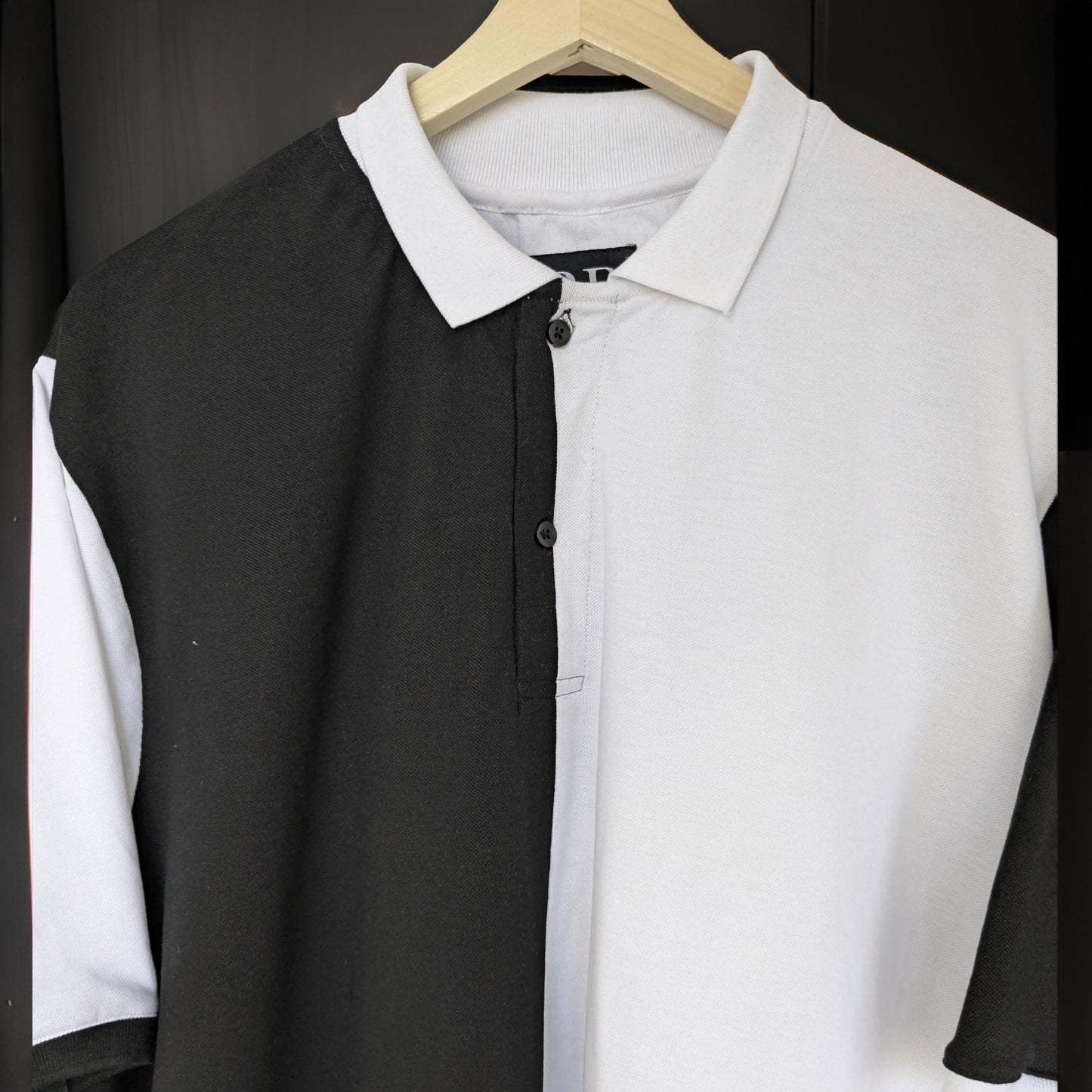 Black & White Block Half-Sleeved Polo T-Shirt