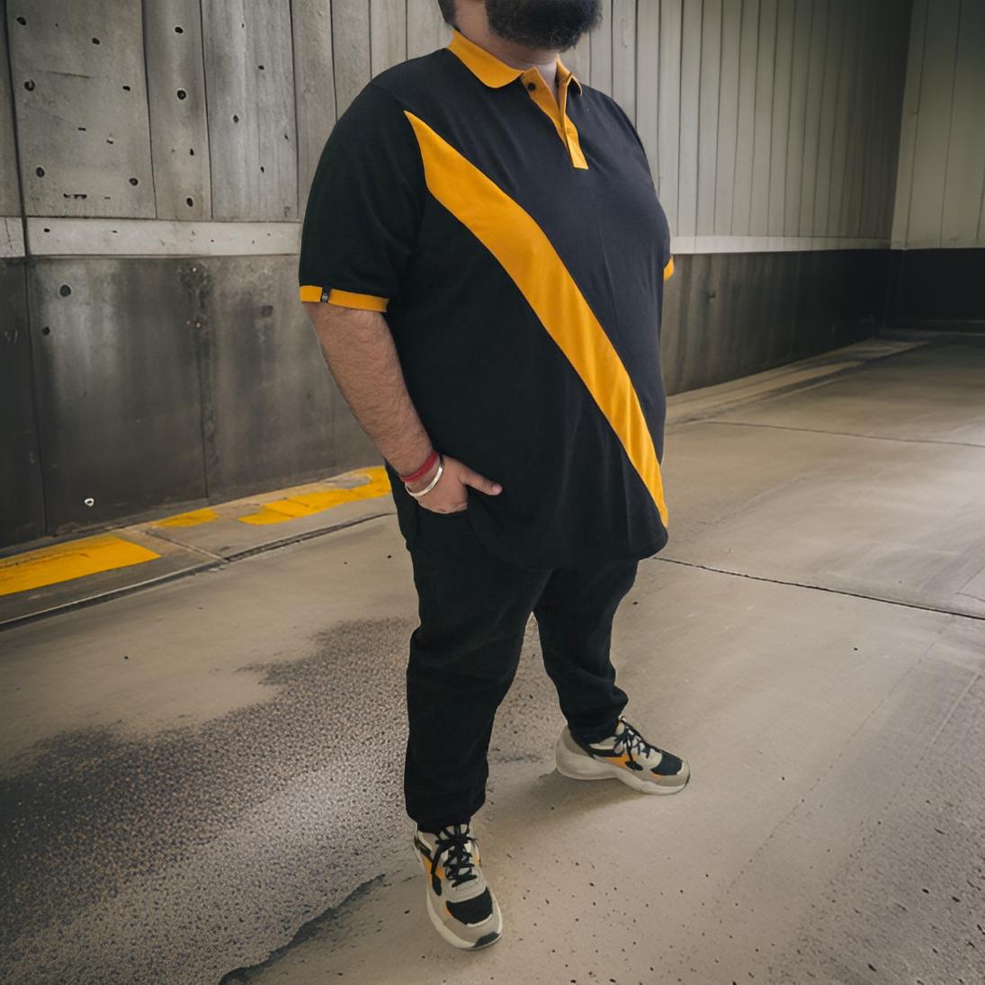 Black and Mustard Premium Cotton Polo T-Shirt