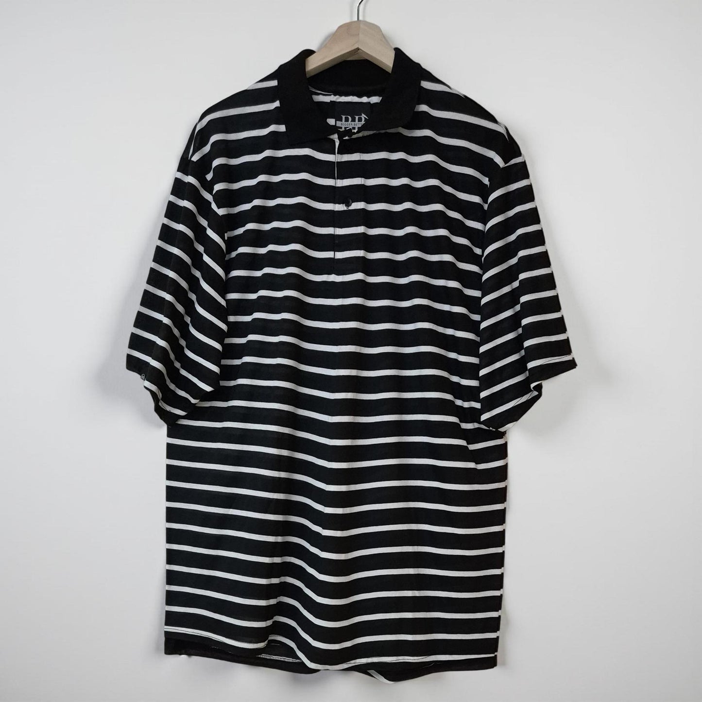 Black with white Stripes Cotton Polo T-shirt