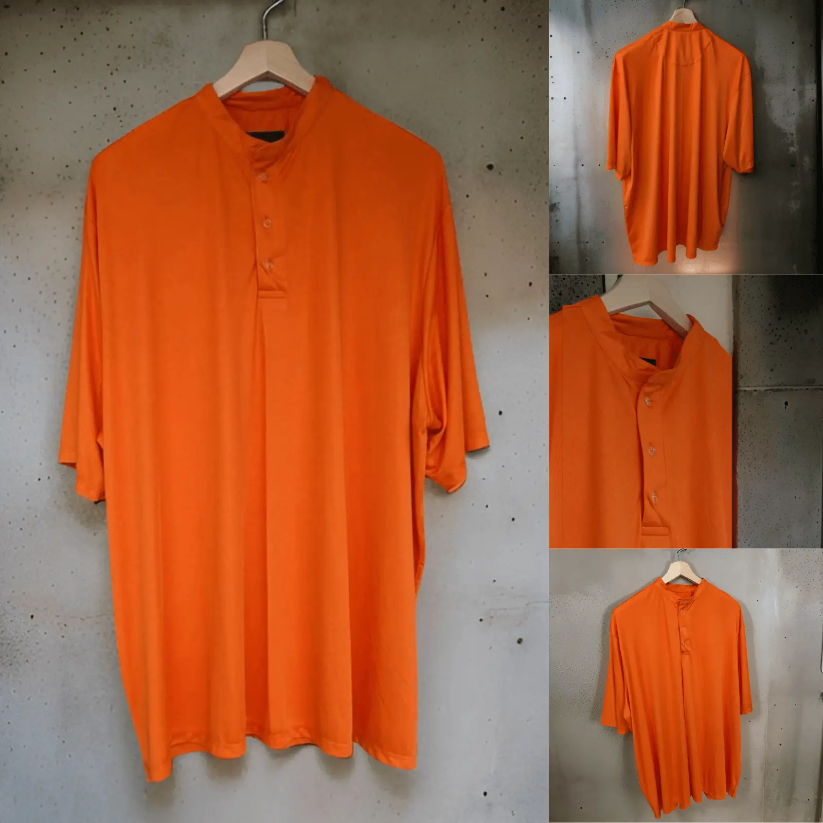 Neon Orange Mandarin Neck Dri fit Tshirt