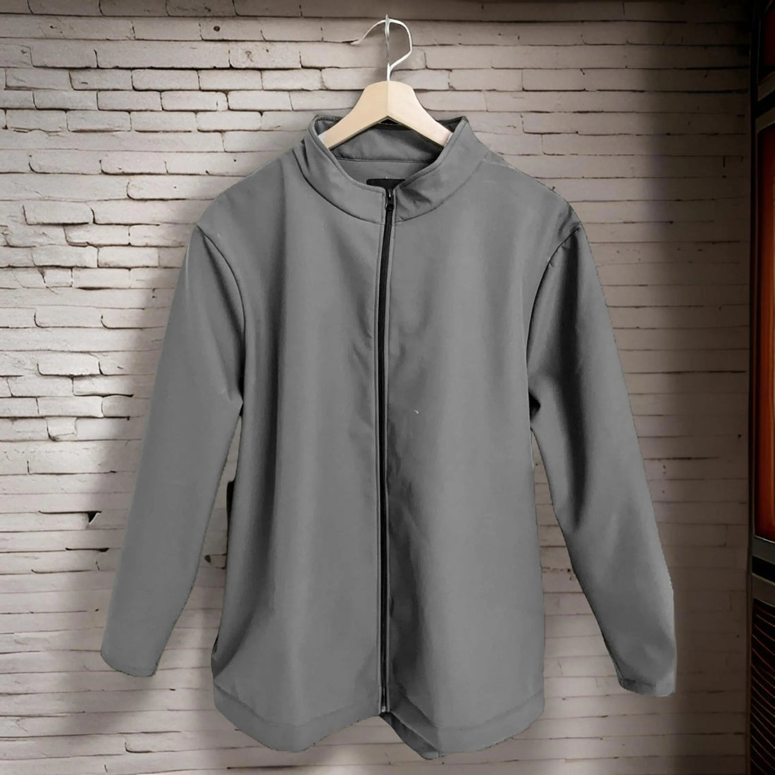 Gunmetal grey zip jacket for a men's jacket fit and layering guide
