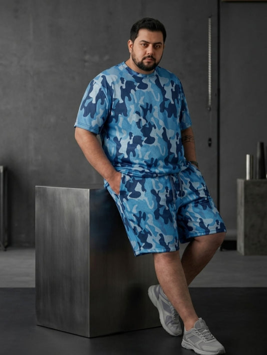 Nordic Blue Camouflage Dri-fit Co-ord Set styled as separate pieces