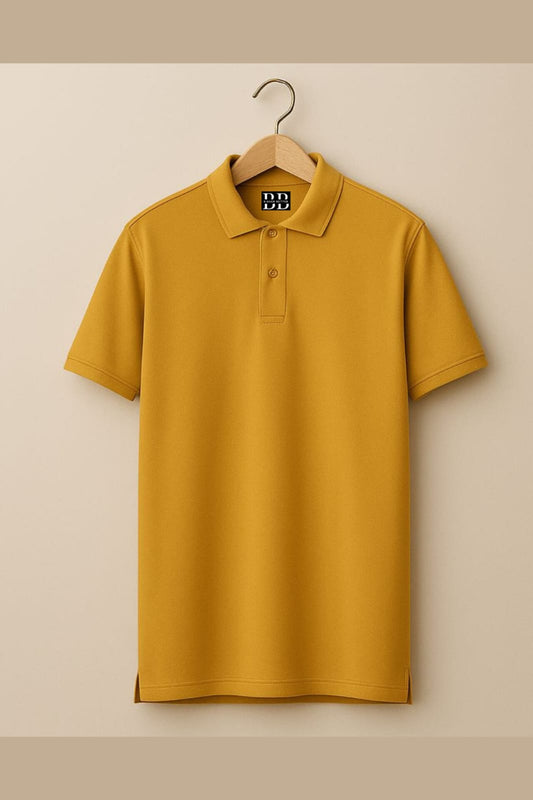 Mustard Yellow Polo for a subtle Independence Day outfit idea for men