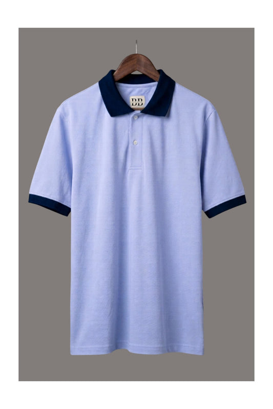 Belmont Blue polo styled for a Bengaluru rainy season outfit