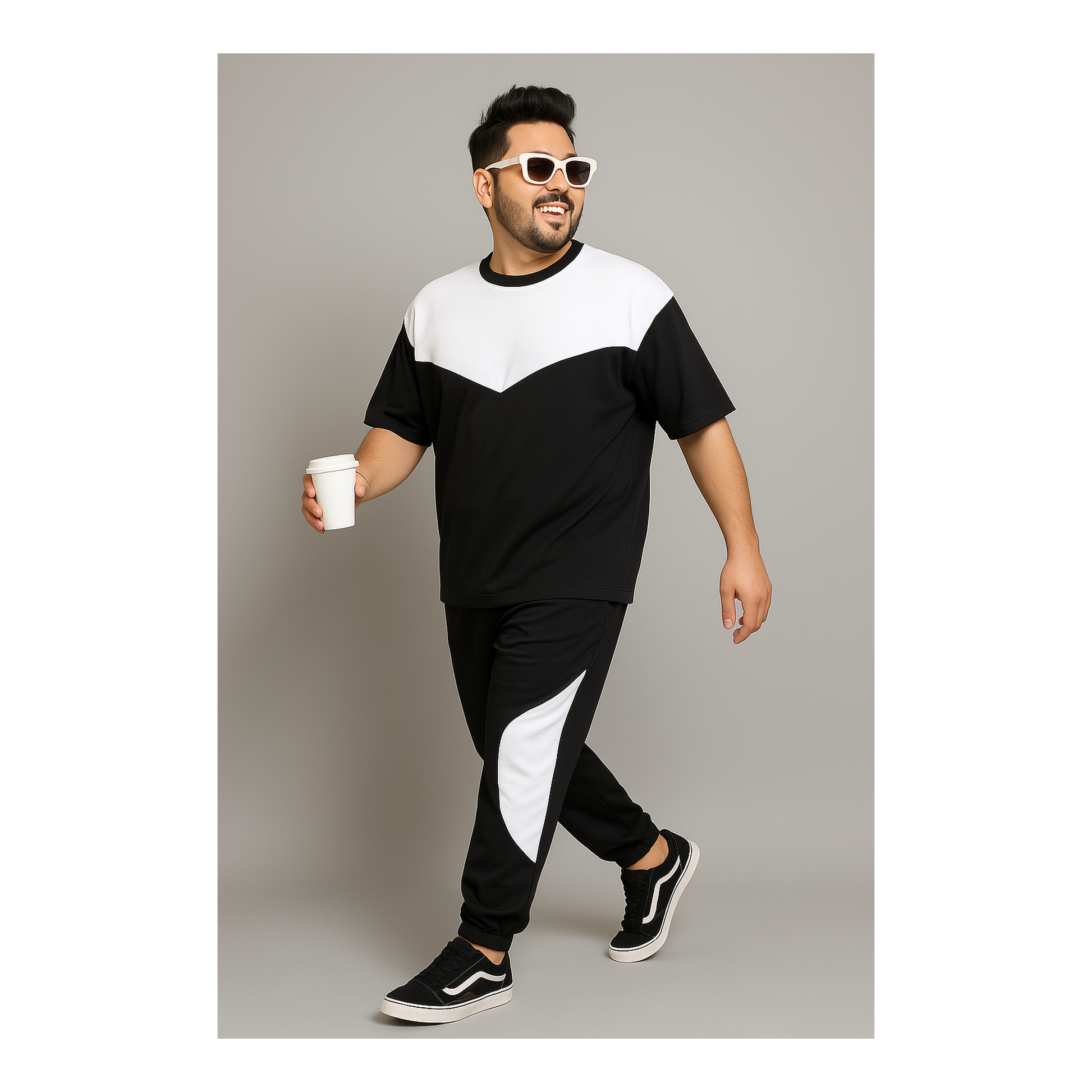 Black and White Premium Cotton Co-ord Set (Cotton) 