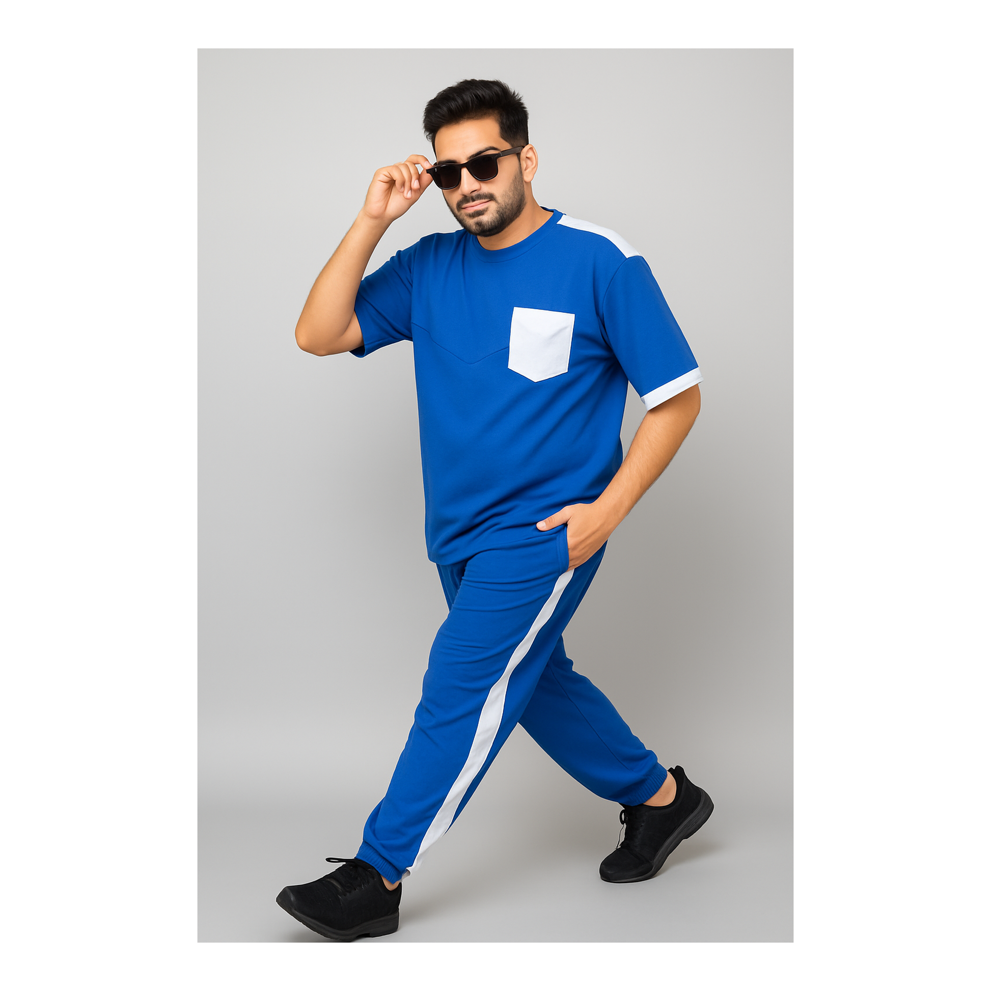 Blue and White Stripe Cotton Co-ord Set 