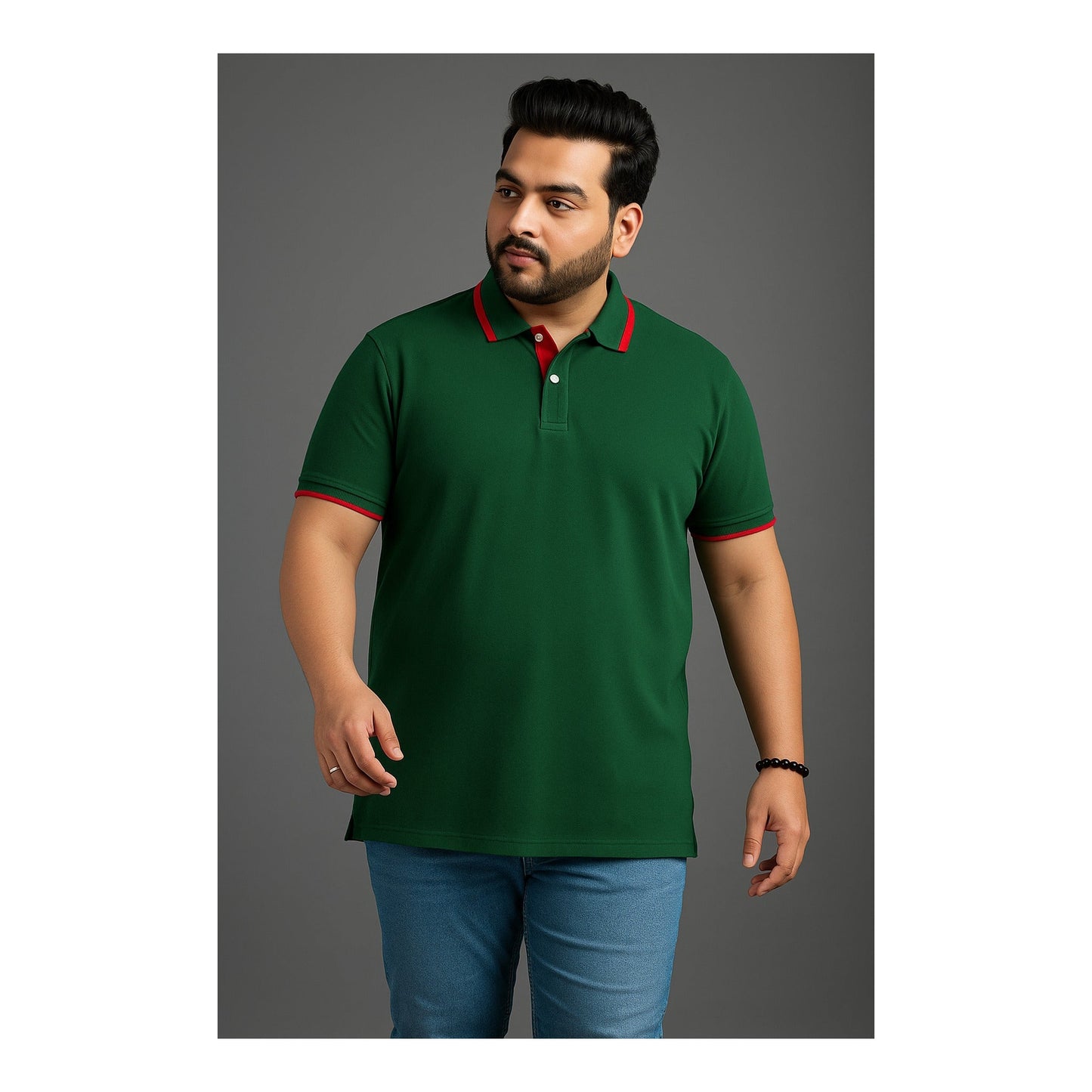 The Luxe Forest Striped Collar Polo Tshirt 