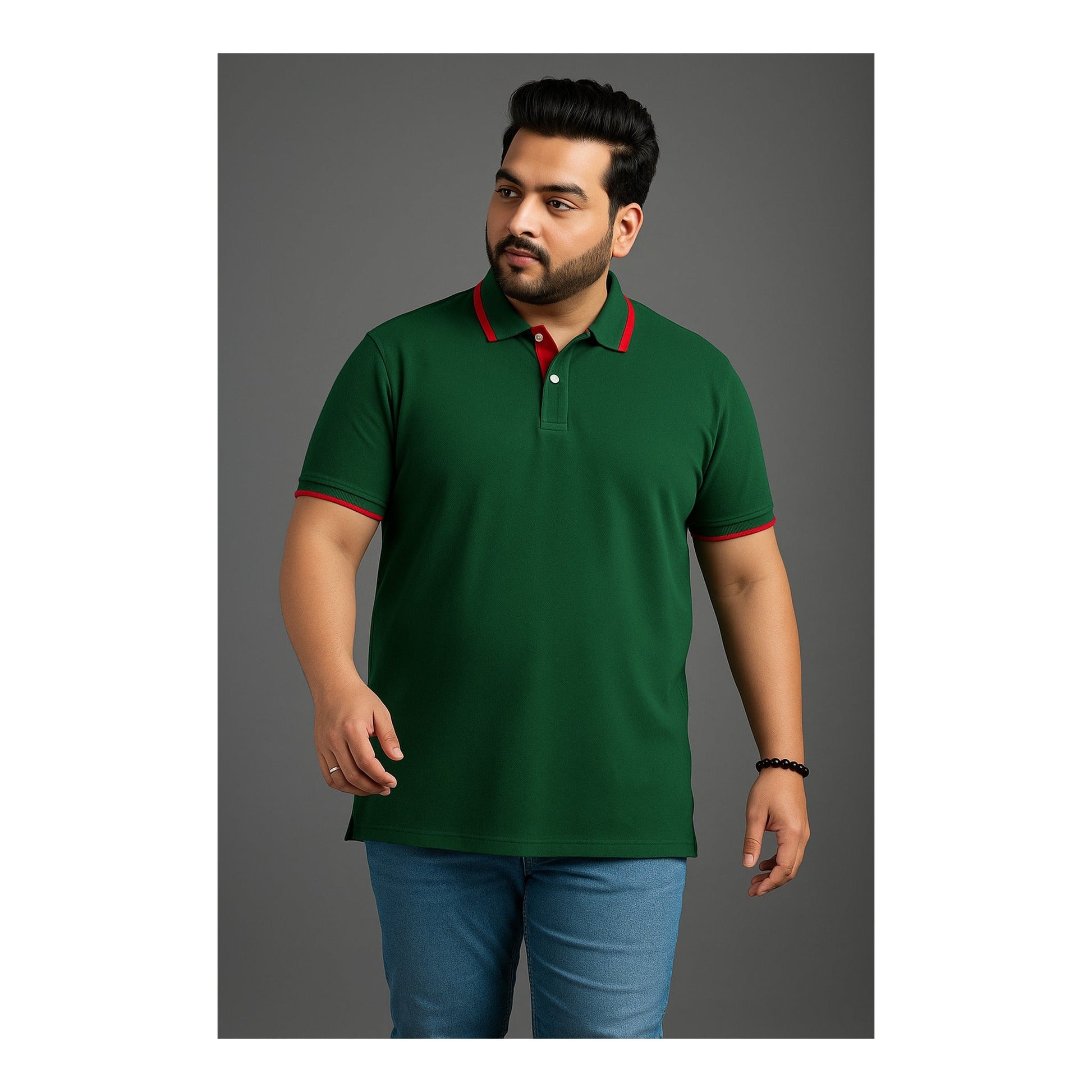 The Luxe Forest Striped Collar Polo Tshirt 