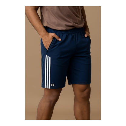 Dark Blue Striped Gym Shorts 