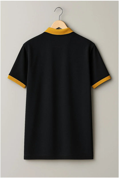Black and Mustard Premium Cotton Polo T-Shirt 