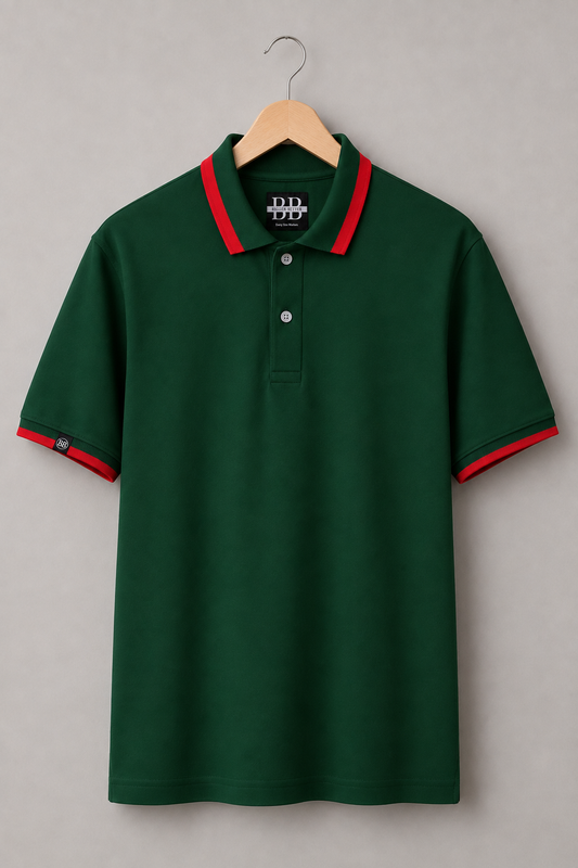 The Luxe Forest Striped Collar Polo Tshirt 