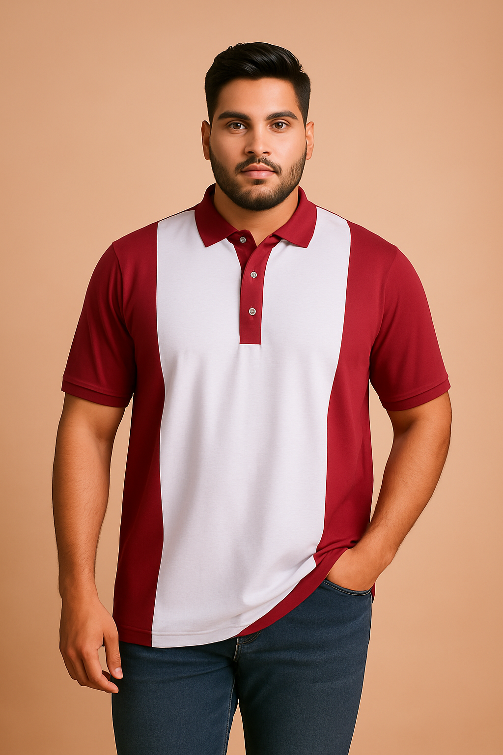 Elite Wine red and White Polo Tshirt 