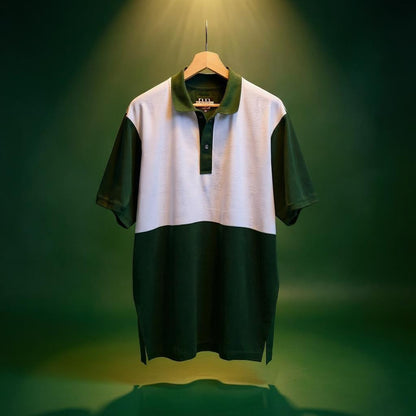 Suave White & Green Polo Tshirt 