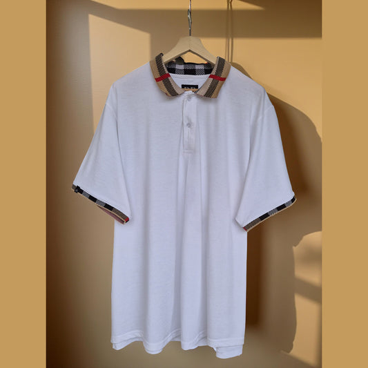 The Regal Check Collar White Polo Tshirt 