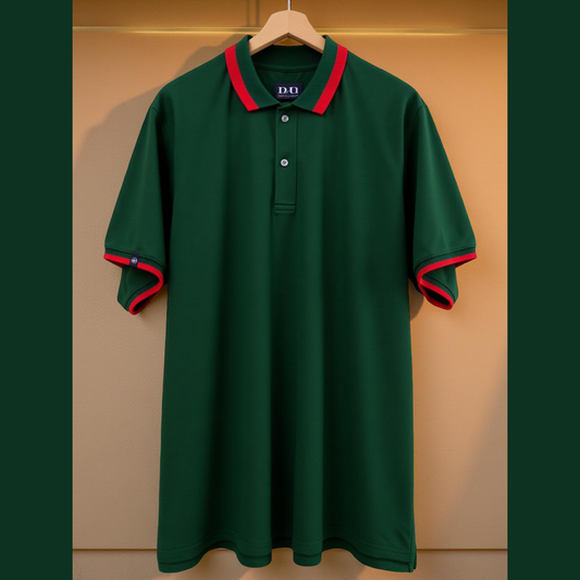 The Luxe Forest Striped Collar Polo Tshirt 