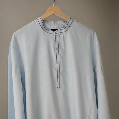 Sky Blue Premium Cotton Ethnic Kurta_Polo_Tshirts_Pant_Gym_Kurtas_Co-ords_Shorts_Joggers - Sizes from 12XL_11XL_10XL_9XL_8XL_7XL_6XL_5XL_4XL_3XL_2XL_XL.