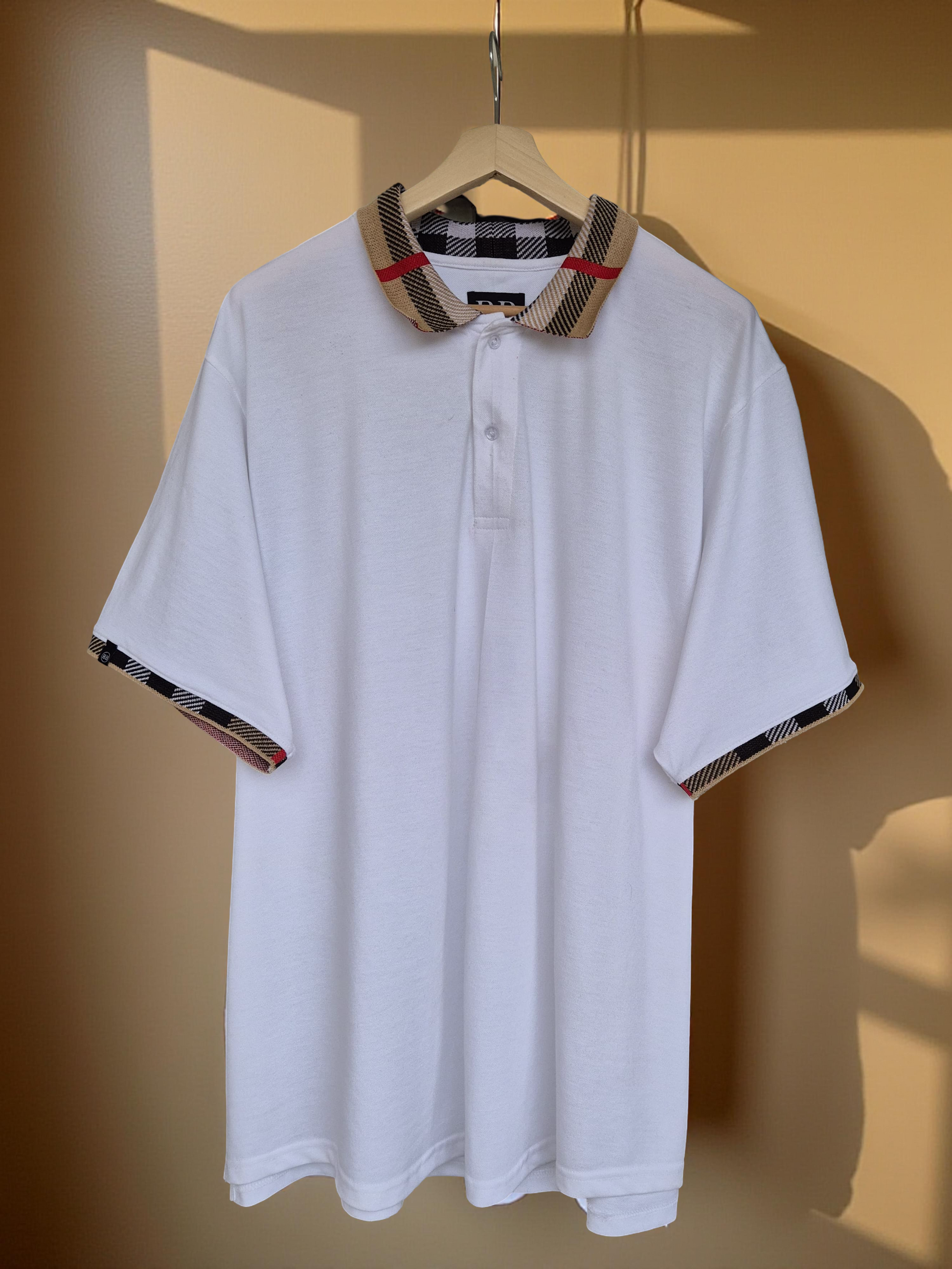 The Regal Check Collar White Polo Tshirt 