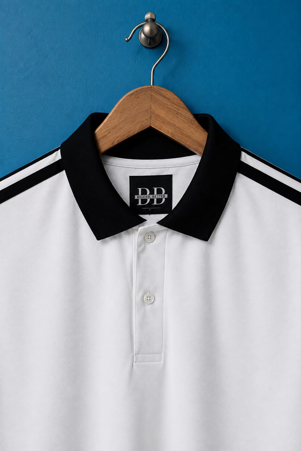 White & Black Striped Half Sleeved Polo T-shirt 