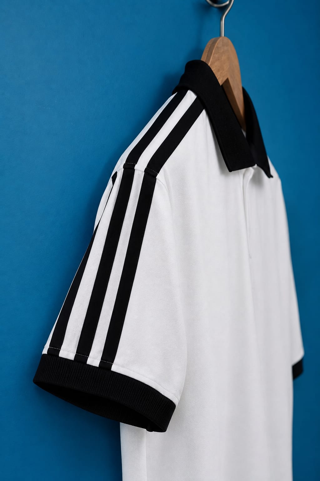 White & Black Striped Half Sleeved Polo T-shirt 