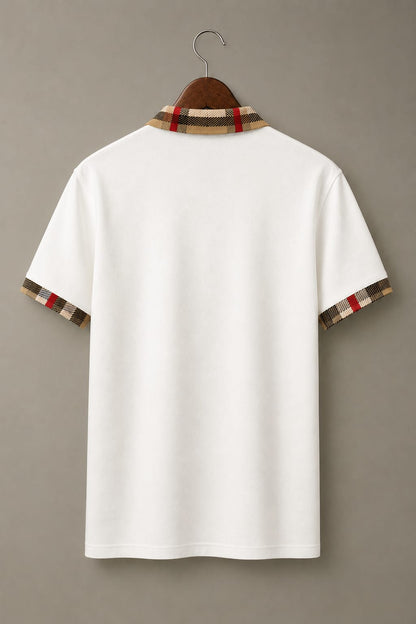 The Regal Check Collar White Polo Tshirt 
