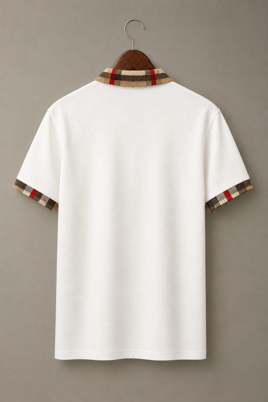 The Regal Check Collar White Polo Tshirt 