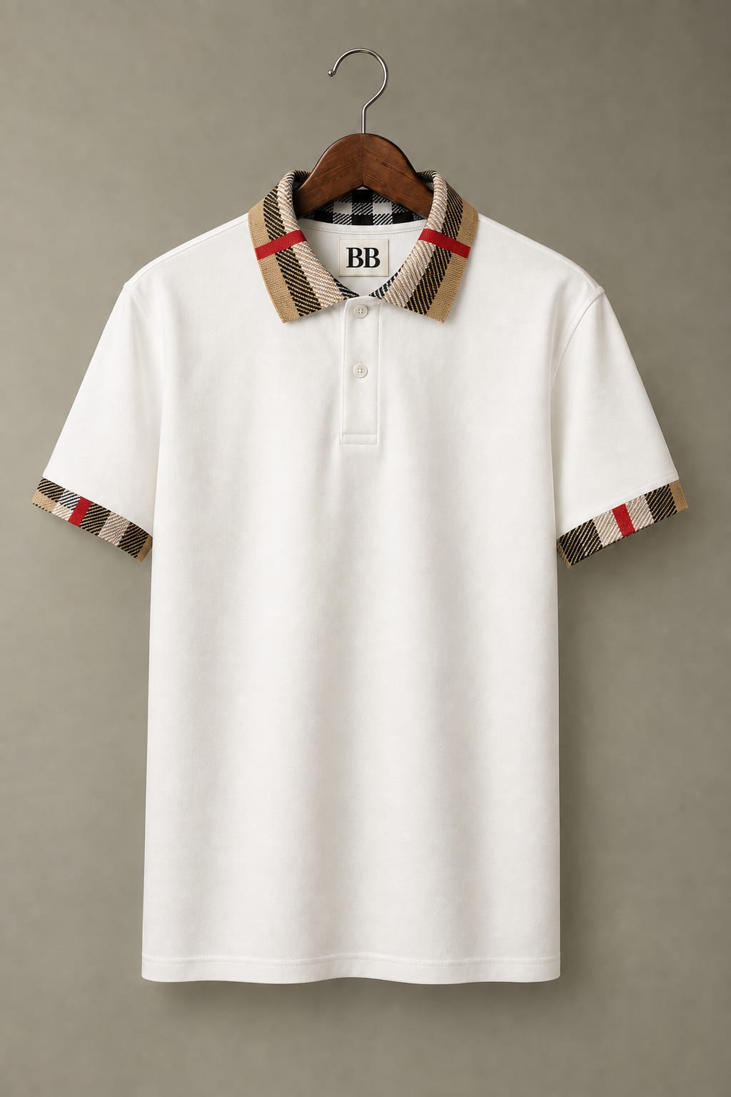 The Regal Check Collar White Polo Tshirt 