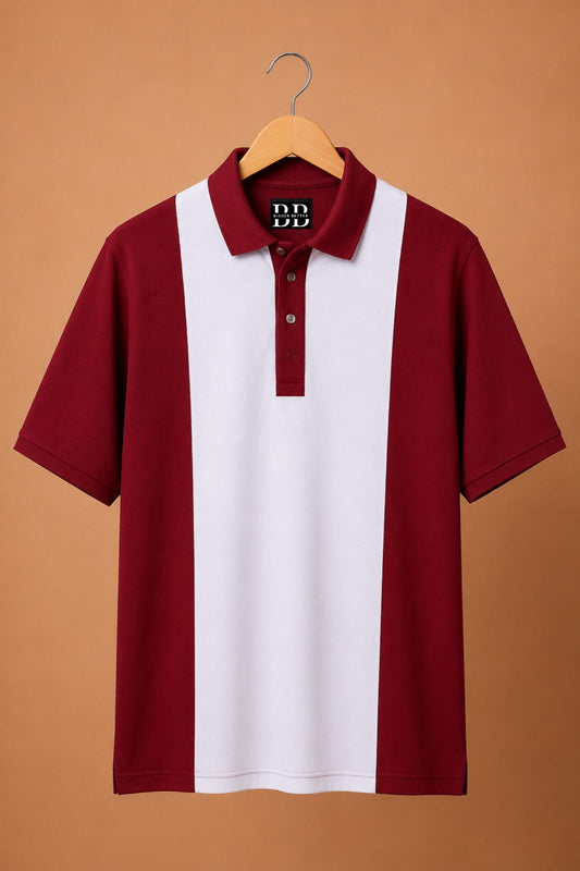 Elite Wine red and White Polo Tshirt 