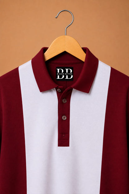 Elite Wine red and White Polo Tshirt 