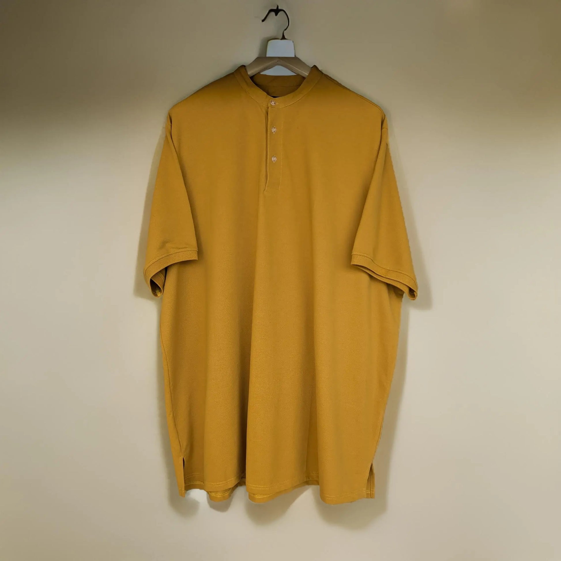 Premium Mustard Yellow Mandarin Neck Tshirt (Premium Cotton Blend) -  