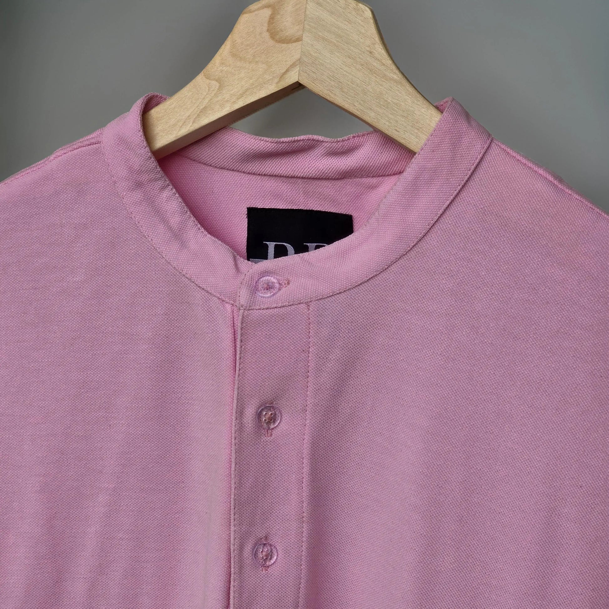 Premium Rose Pink Mandarin Neck Tshirt (Premium Cotton Blend) -  