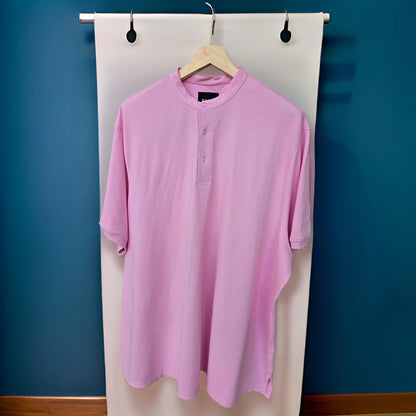 Premium Rose Pink Mandarin Neck Tshirt (Premium Cotton Blend) -  12XL-Premium-Cotton-Blend-Classic-Polo