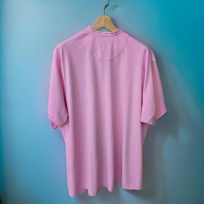 Premium Rose Pink Mandarin Neck Tshirt (Premium Cotton Blend) -  