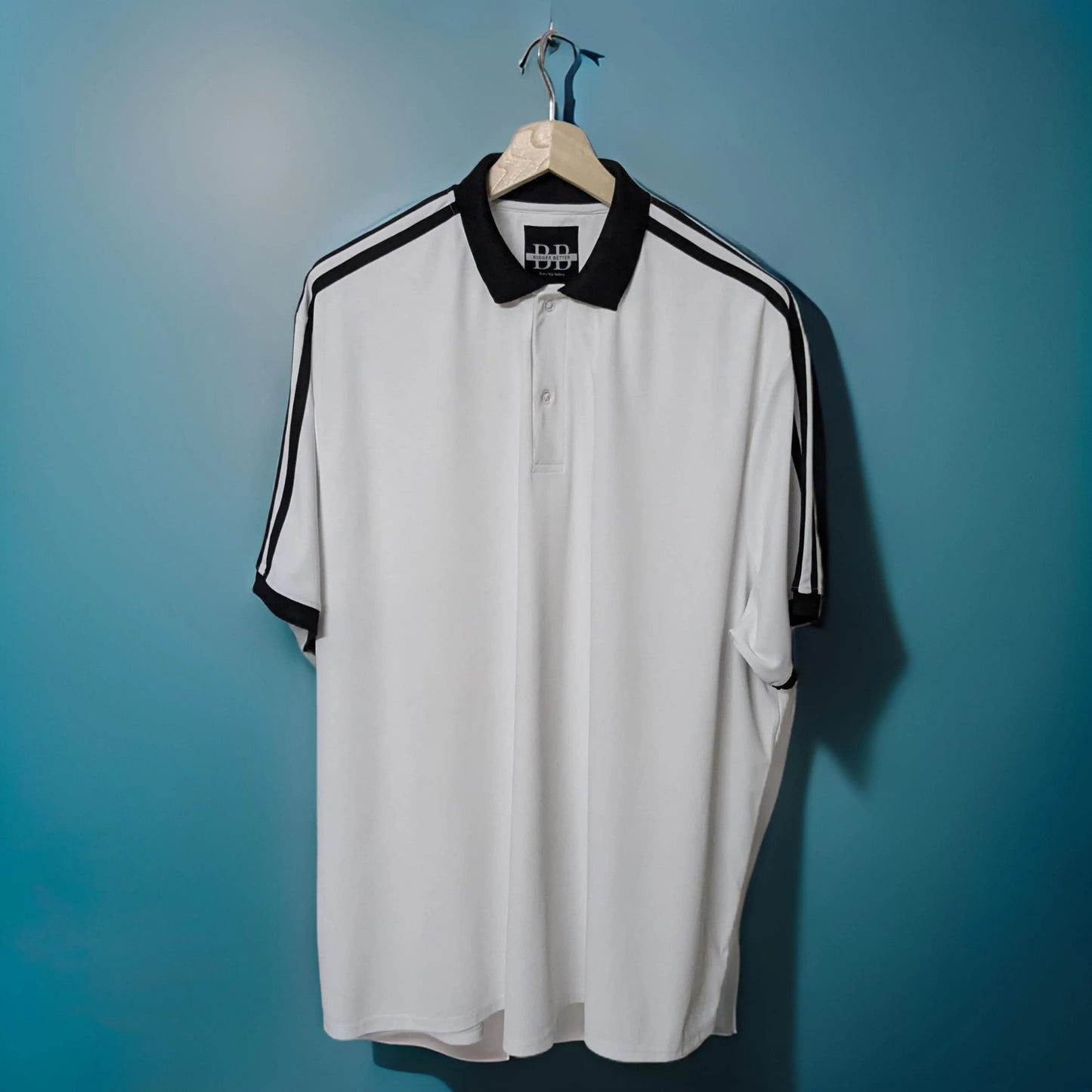 White & Black Striped Half Sleeved Polo T-shirt