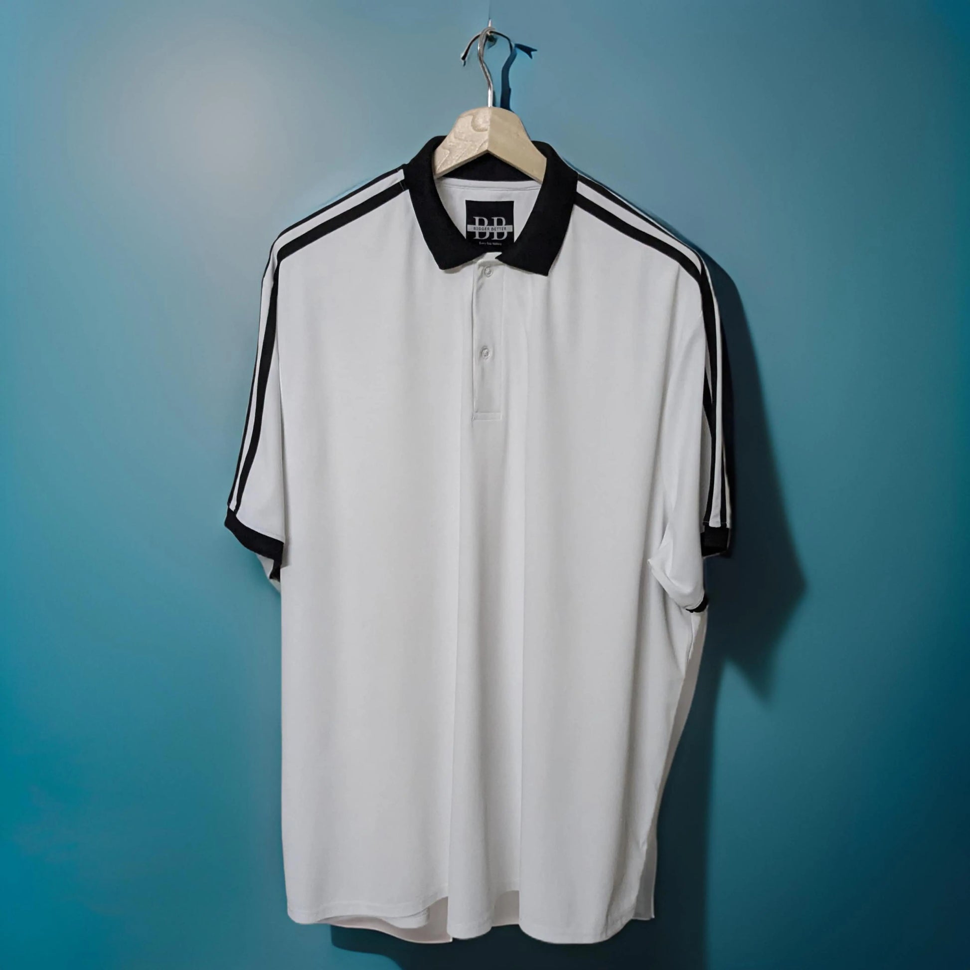 White & Black Striped Half Sleeved Polo T-shirt