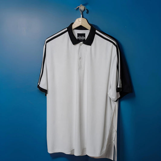 White & Black Striped Half Sleeved Polo T-shirt