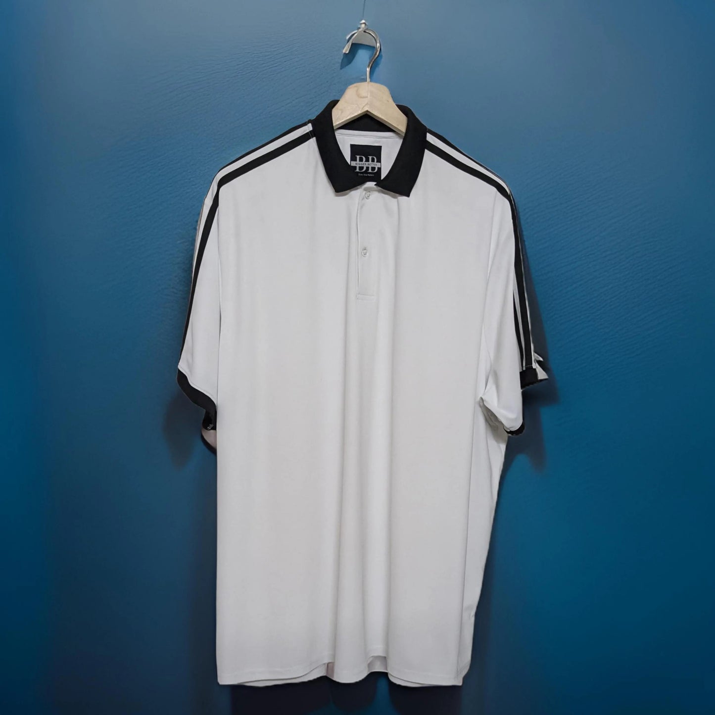 White & Black Striped Half Sleeved Polo T-shirt