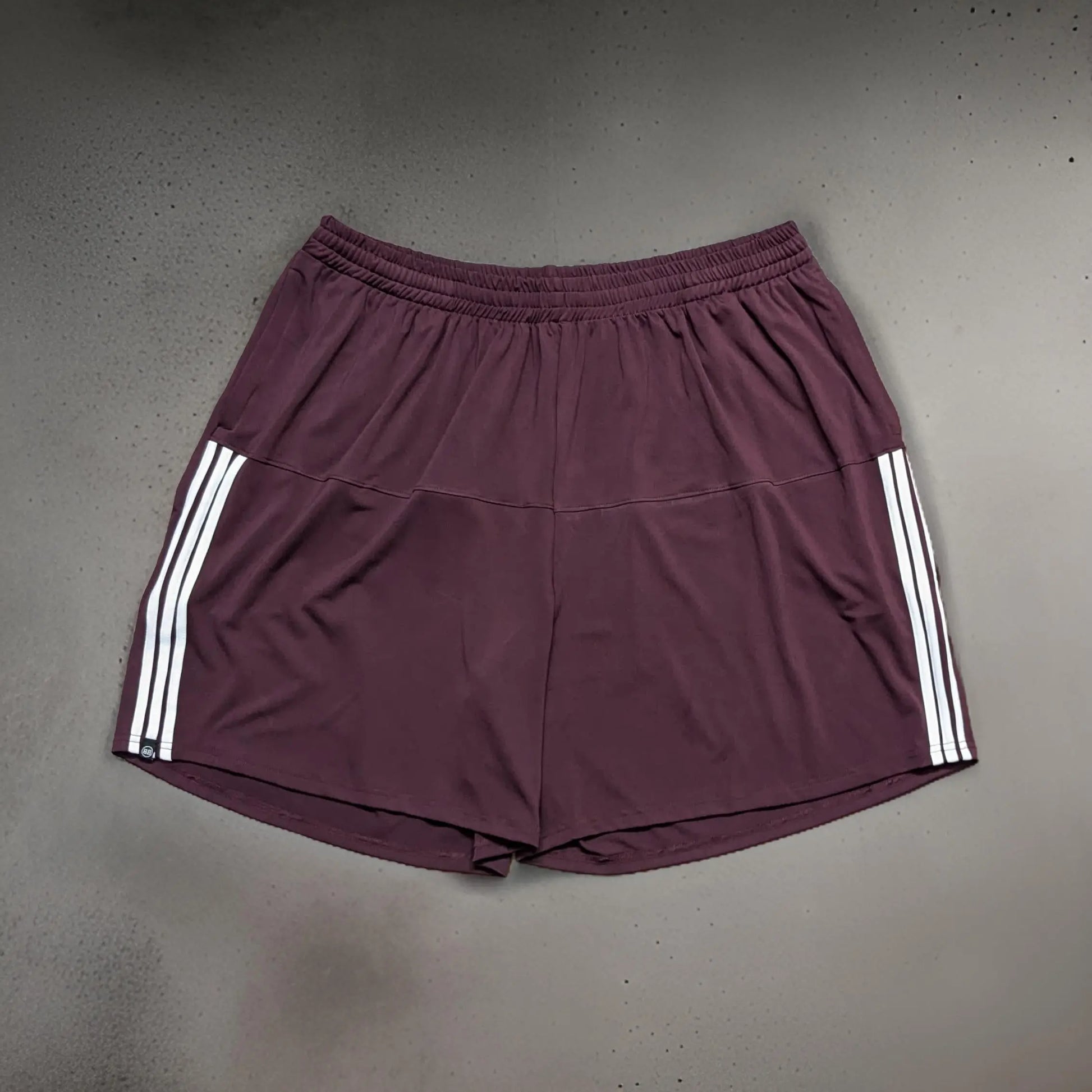 Maroon Striped Gym Shorts -   