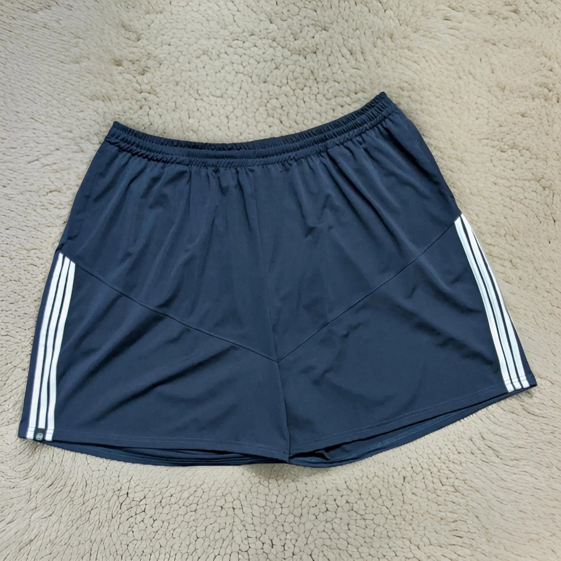 Dark Blue Striped Gym Shorts -   