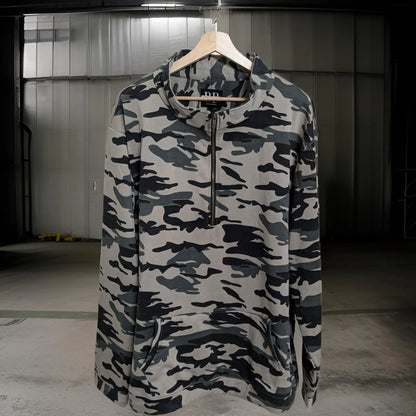 Winter Camouflage Quater Zip Fleece Sweatshirt 