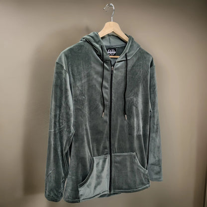 Winter Super Soft Velvet Dark Green Hoodie Jacket 