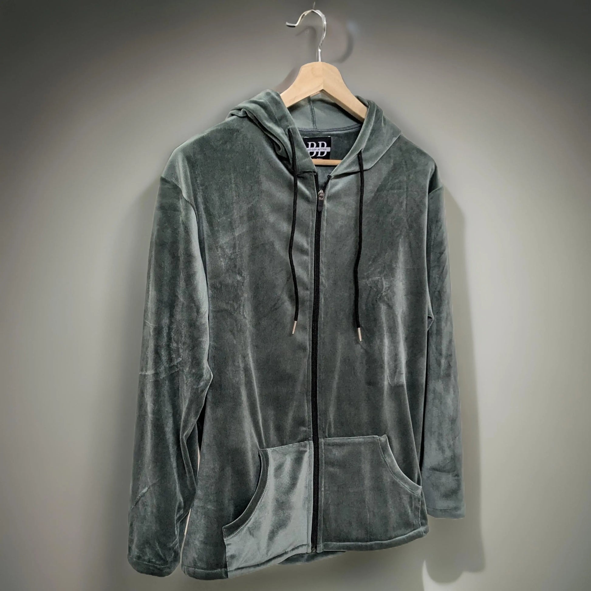 Winter Super Soft Velvet Dark Green Hoodie Jacket 