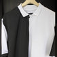 Black & White Block Half-Sleeved Polo T-Shirt