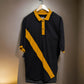 Black and Mustard Premium Cotton Polo T-Shirt