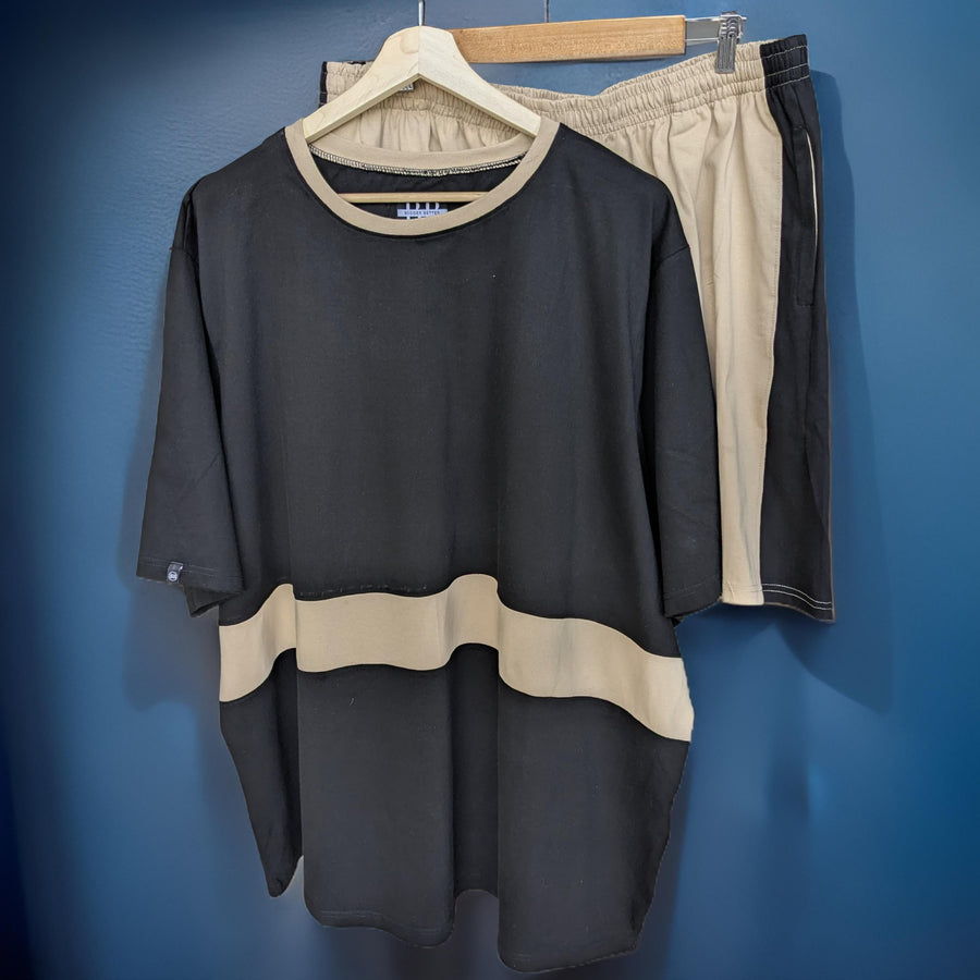 Black and Beige Stripe Premium Cotton Co-ord Set